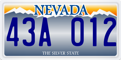 NV license plate 43A012