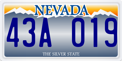 NV license plate 43A019