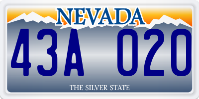 NV license plate 43A020