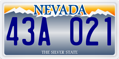 NV license plate 43A021