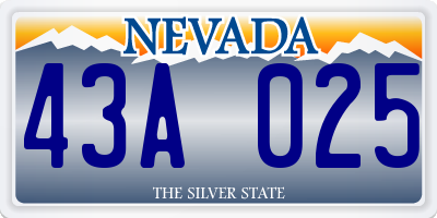 NV license plate 43A025