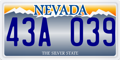 NV license plate 43A039