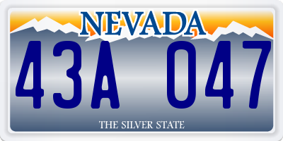 NV license plate 43A047