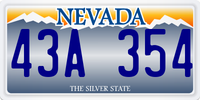 NV license plate 43A354