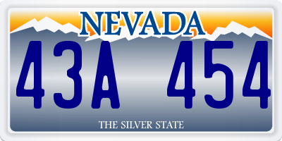 NV license plate 43A454