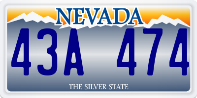 NV license plate 43A474