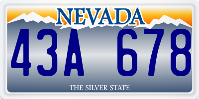 NV license plate 43A678