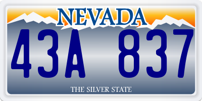 NV license plate 43A837