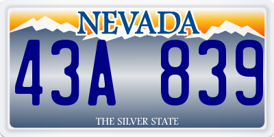 NV license plate 43A839
