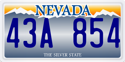 NV license plate 43A854