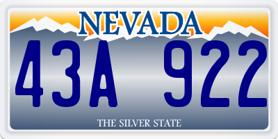 NV license plate 43A922