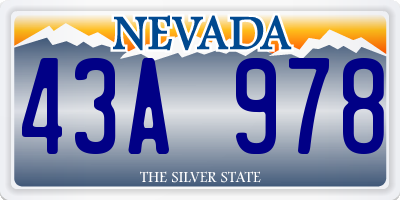 NV license plate 43A978