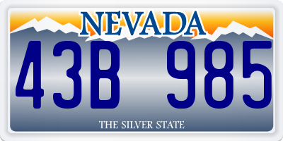 NV license plate 43B985