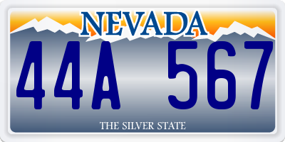 NV license plate 44A567