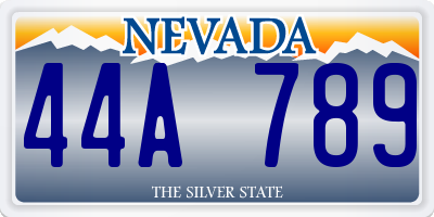 NV license plate 44A789