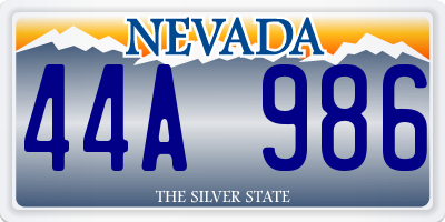 NV license plate 44A986