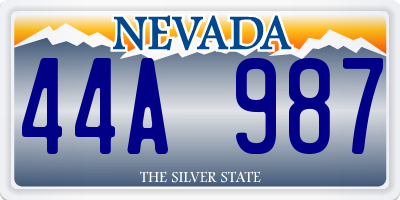 NV license plate 44A987