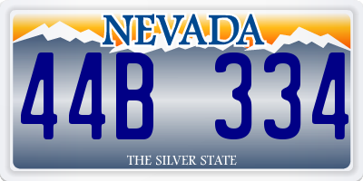 NV license plate 44B334