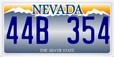 NV license plate 44B354