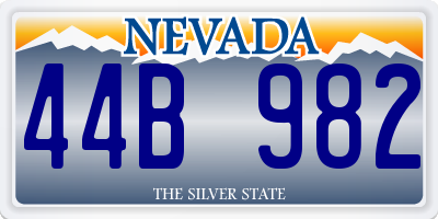 NV license plate 44B982