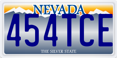 NV license plate 454TCE