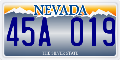 NV license plate 45A019