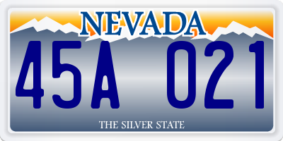 NV license plate 45A021
