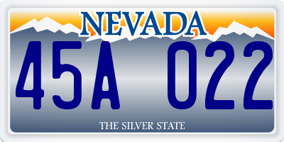 NV license plate 45A022