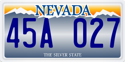 NV license plate 45A027