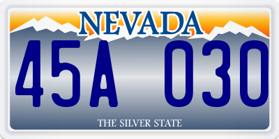 NV license plate 45A030