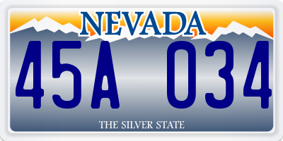 NV license plate 45A034