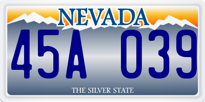 NV license plate 45A039