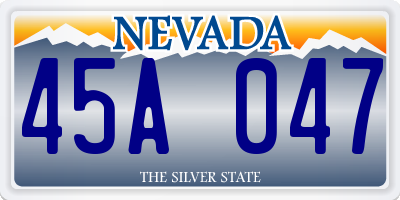 NV license plate 45A047