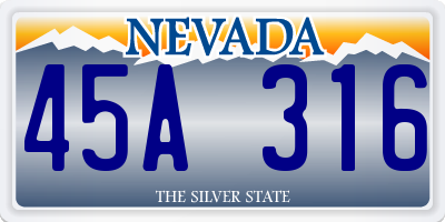 NV license plate 45A316