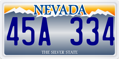 NV license plate 45A334