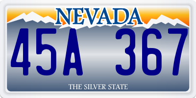 NV license plate 45A367