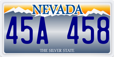 NV license plate 45A458