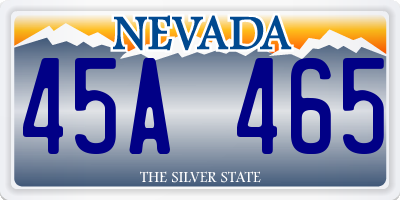 NV license plate 45A465