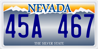 NV license plate 45A467