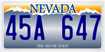 NV license plate 45A647