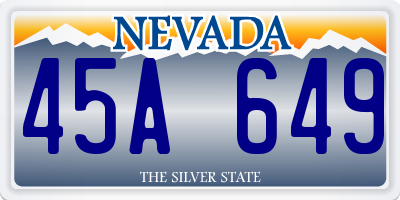 NV license plate 45A649