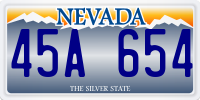 NV license plate 45A654