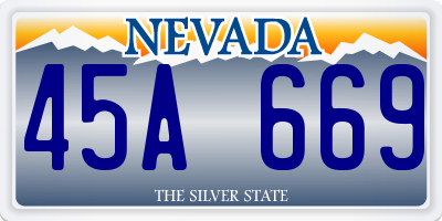 NV license plate 45A669
