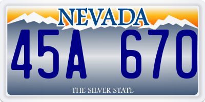 NV license plate 45A670