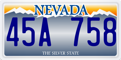 NV license plate 45A758