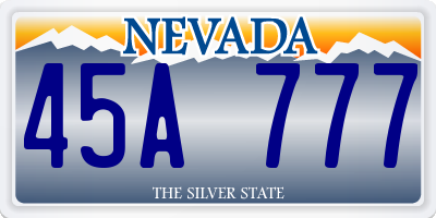 NV license plate 45A777