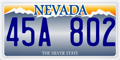 NV license plate 45A802