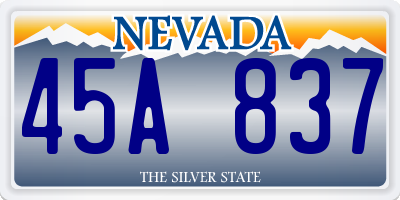 NV license plate 45A837