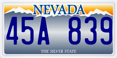 NV license plate 45A839