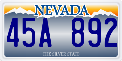 NV license plate 45A892